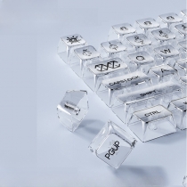 Transmitting Black / White 104+27 Clear PC Keycaps Set MDA Profile for Mechanical Keyboard